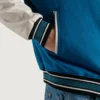 Deep mid sky blue and white varsity letterman jacket 1