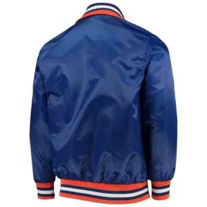 Denver broncos captain satin varsity jacket blue 3