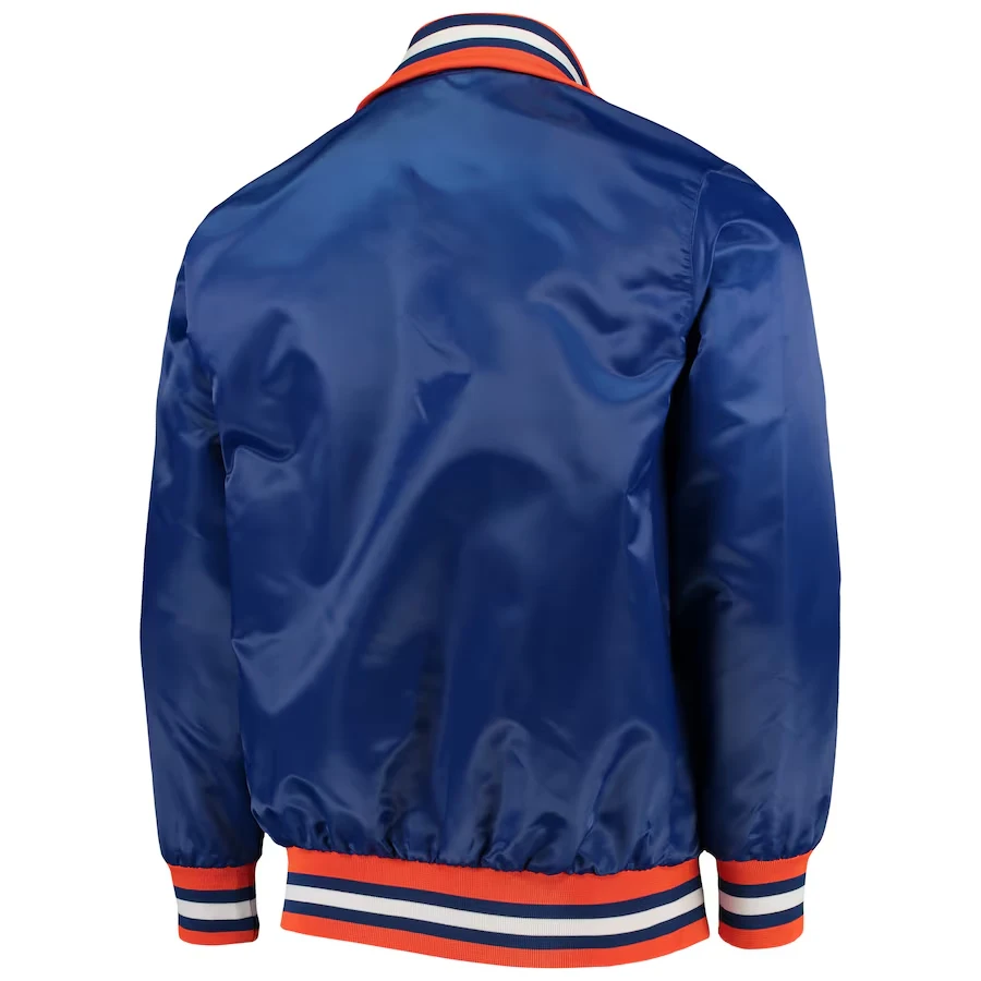 Denver broncos captain satin varsity jacket blue 3