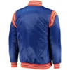 Denver broncos enforcer full snap satin varsity jacket navy 3