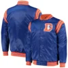 Denver broncos enforcer full snap satin varsity jacket navy 4