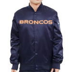 Denver Broncos Full-Snap Navy Satin Jacket