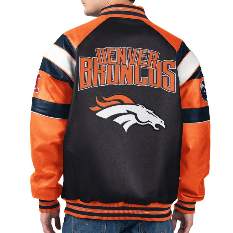 Denver broncos g iii faux varsity leather jacket