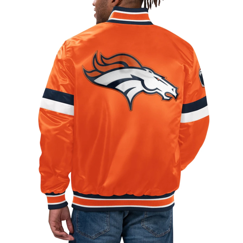 Denver broncos home game satin varsity jacket orange