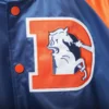 Denver broncos lead off full snap satin varsity jacket blue orange 1