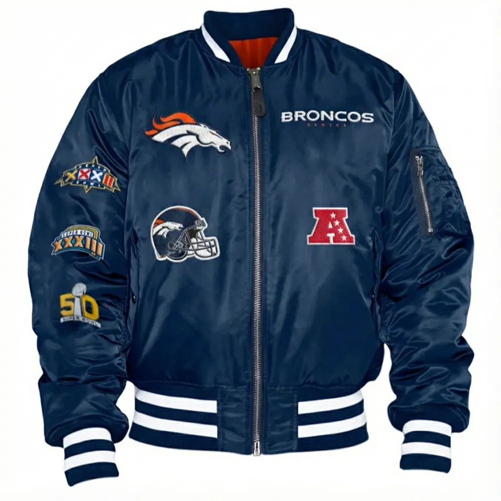 Denver broncos ma 1 bomber navy jacket