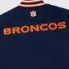 Denver broncos navy grey full snap wool varsity back detail