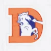 Denver broncos pitch full snap satin varsity jacket white blue