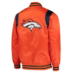 Denver broncos prime time full snap satin varsity jacket orange 1