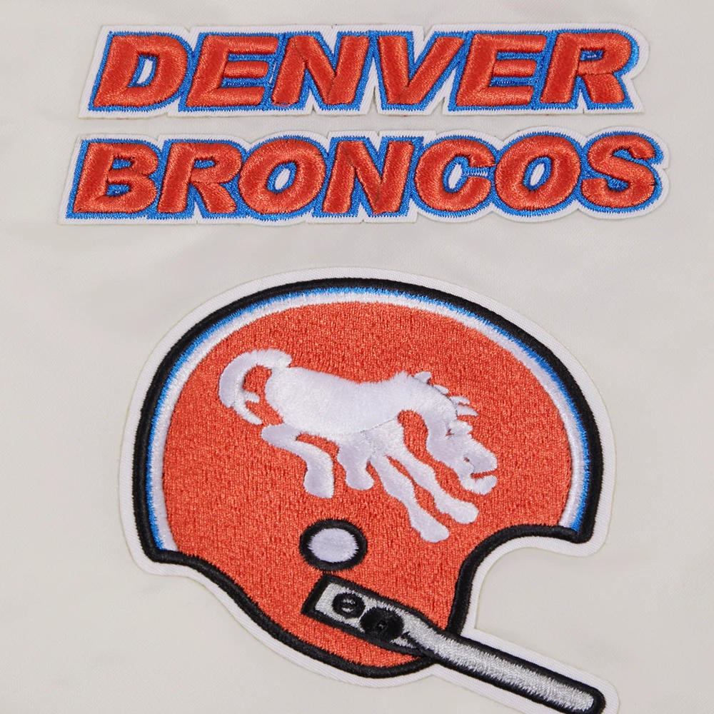 Denver broncos retro classic full snap satin varsity jacket white 3