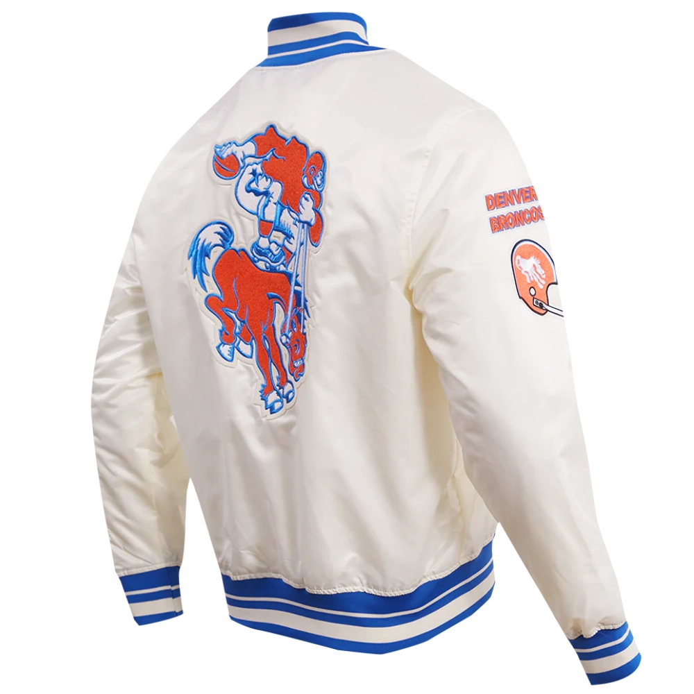 Denver broncos retro classic full snap satin varsity jacket white 4