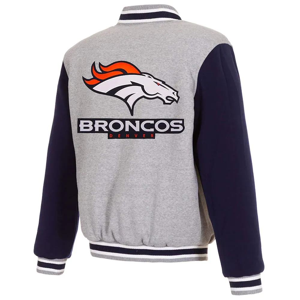 Denver broncos varsity gray and navy jacket