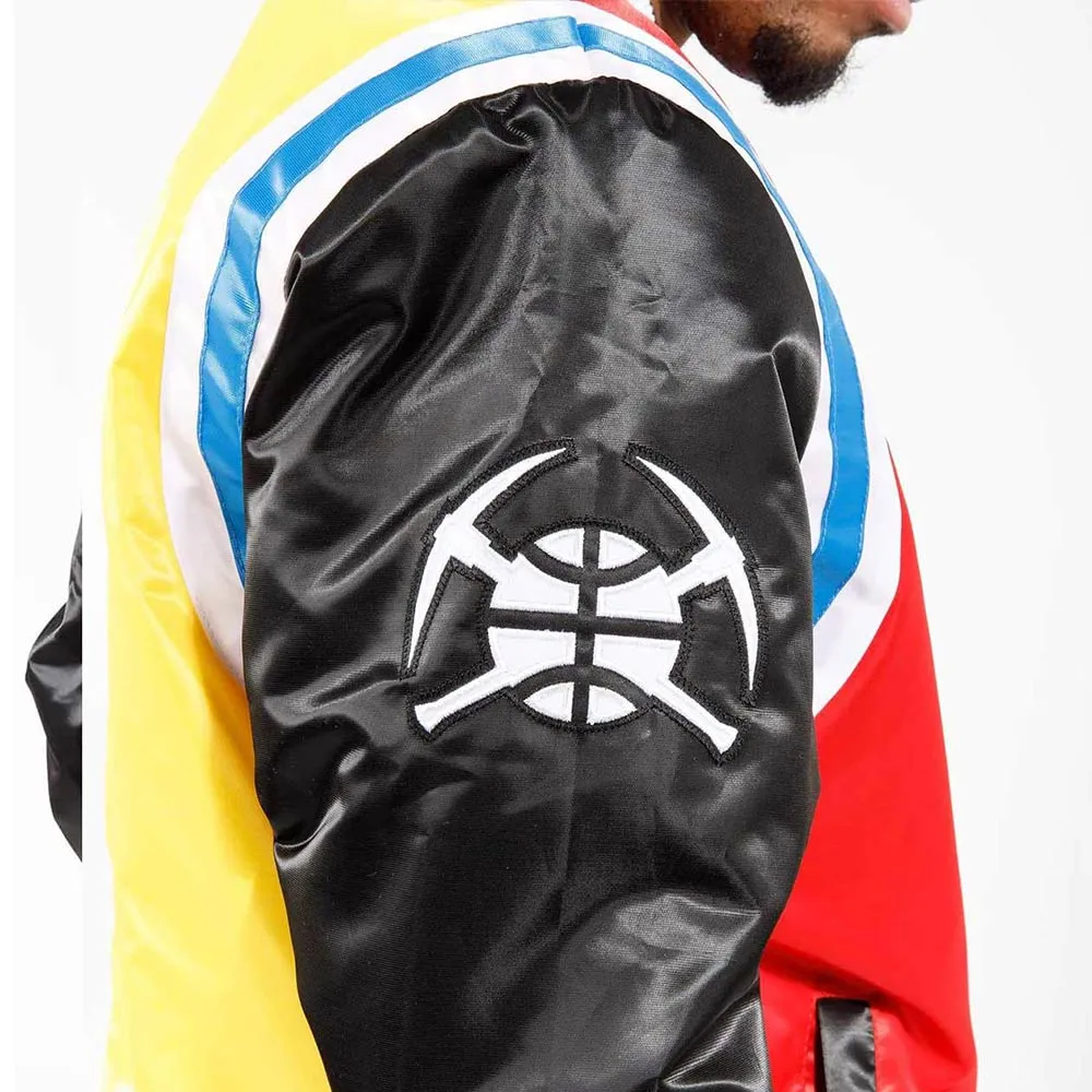 Denver nuggets color block full snap satin jacket
