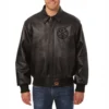 Denver nuggets full leather bomber varsity jacket black 1