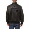 Denver nuggets full leather bomber varsity jacket black 2