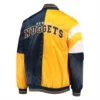 Denver nuggets leader satin varsity jacket yellownavy 4