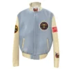 Denver nuggets old english wool leather varsity jacket blue cream 1 1