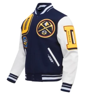 Denver nuggets pro standard mashup wool and leather varsity jacket 1