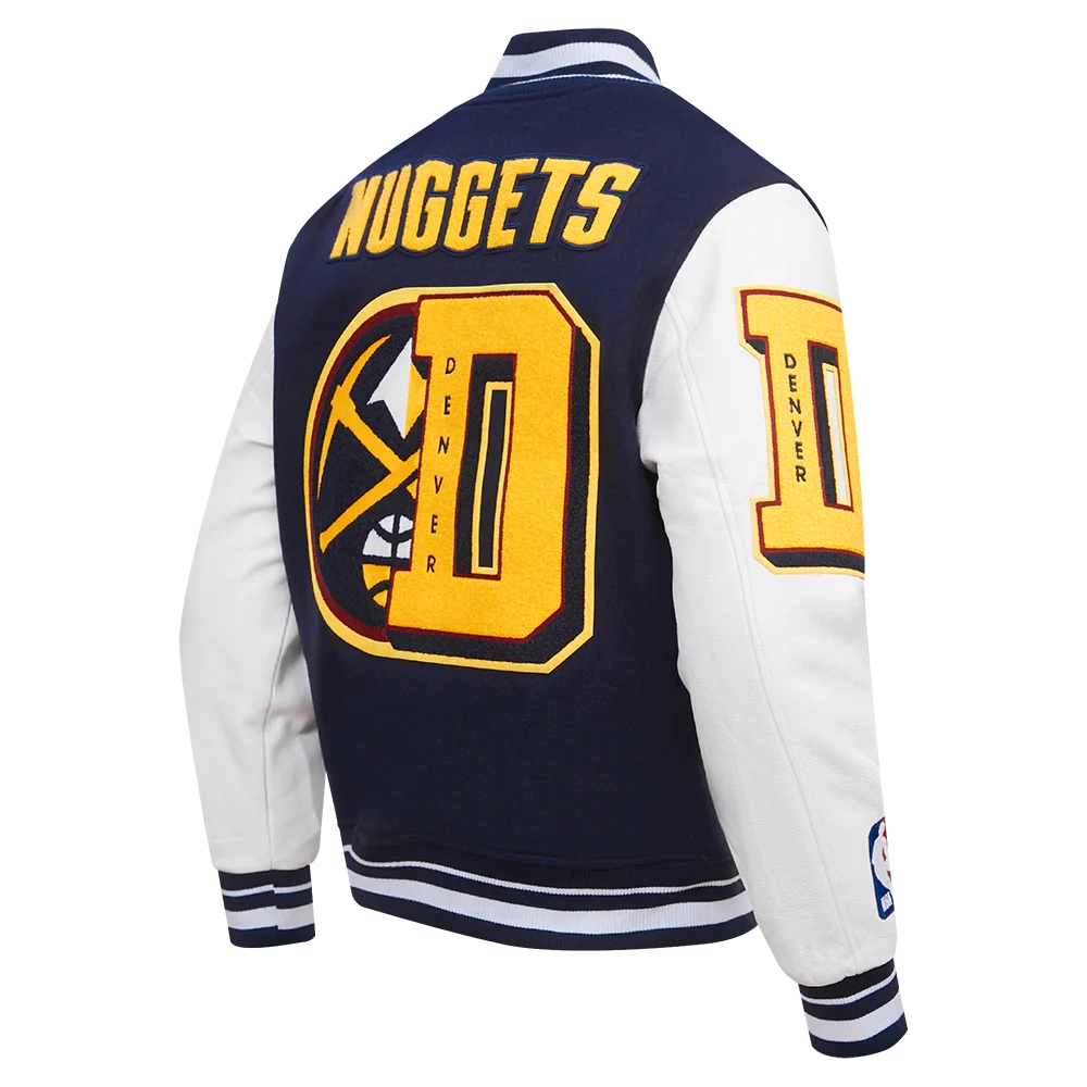 Denver nuggets pro standard mashup wool and leather varsity jacket 3