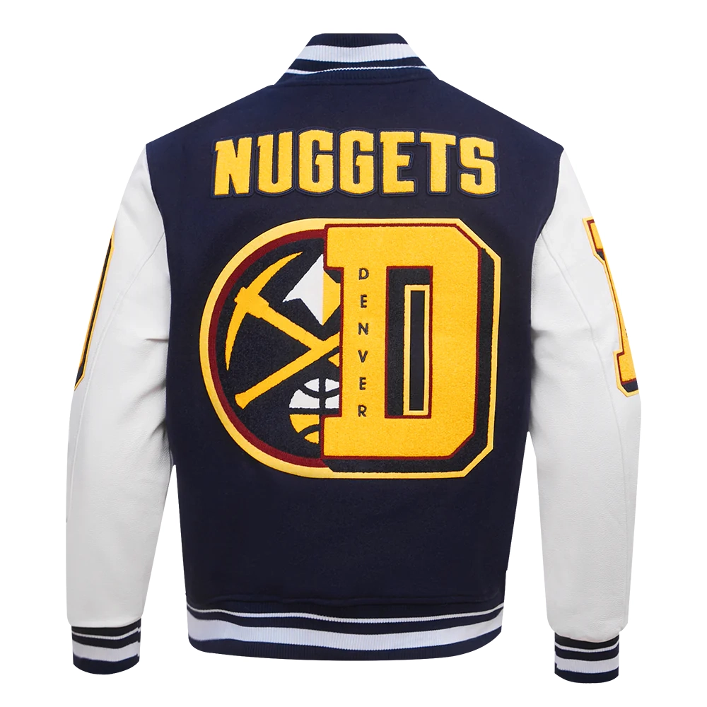 Denver nuggets pro standard mashup wool and leather varsity jacket 4