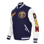 Denver Nuggets Script Tail Wool/Leather Jacket