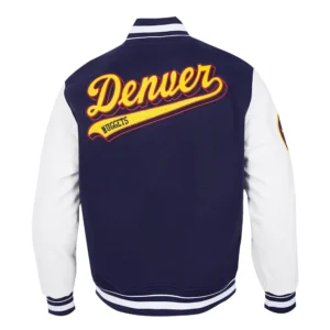 Denver nuggets pro standard script tail wool and leather varsity jacket 4