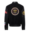 Denver nuggets real wool leather jacket black 1
