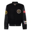 Denver nuggets real wool leather jacket black