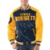 Denver nuggets renegade satin varsity jacket navy yellow 1