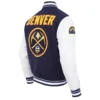 Denver nuggets retro classic men white wool leather varsity jacket
