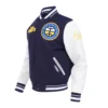 Denver nuggets retro classic white wool leather jacket