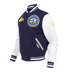 Denver nuggets retro classic white wool leather jacket