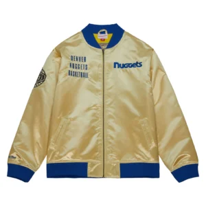Denver nuggets team og 20 full zip satin varsity jacket gold 1