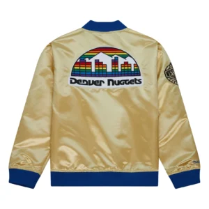 Denver nuggets team og 20 full zip satin varsity jacket gold 2
