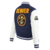 Denver nuggets white retro classic wool leather varsity jacket