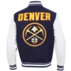 Denver nuggets white wool leather varsity jacket