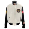 Denver nuggets wool leather varsity jacket white black 1