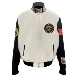 Denver Nuggets Off White Wool/Leather Jacket