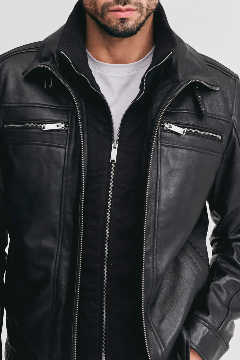 Detachable storm mens black full zip jacket