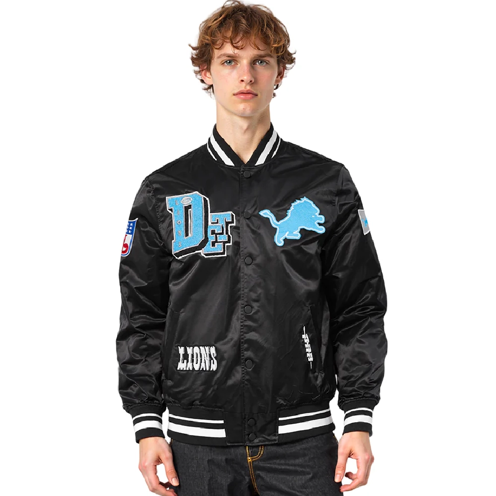 Detroit lions best of mens rib satin jacket