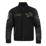Detroit Lions Black & Gold Wool/Leather Jacket