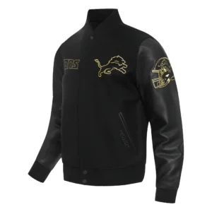 Detroit lions black gold wool jacket
