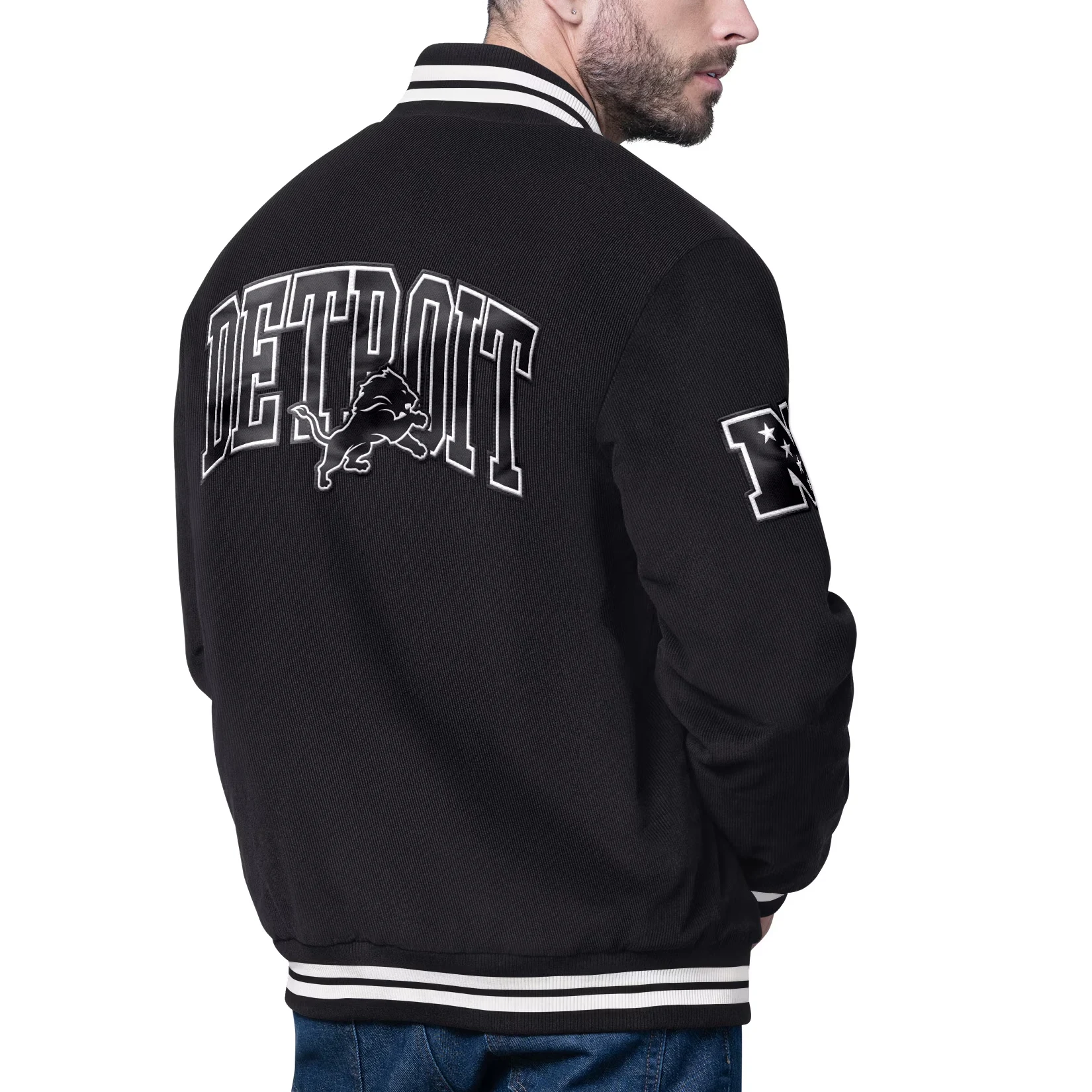 Detroit lions blackout corduroy varsity jacket