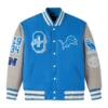 Detroit lions blue grey full snap wool jacket