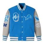 Detroit Lions OVO X NFL Blue/Grey Wool Varsity Jacket
