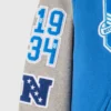 Detroit lions blue grey full snap wool varsity sleeve view