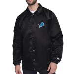 Detroit Lions Coaches Black Satin Jacket