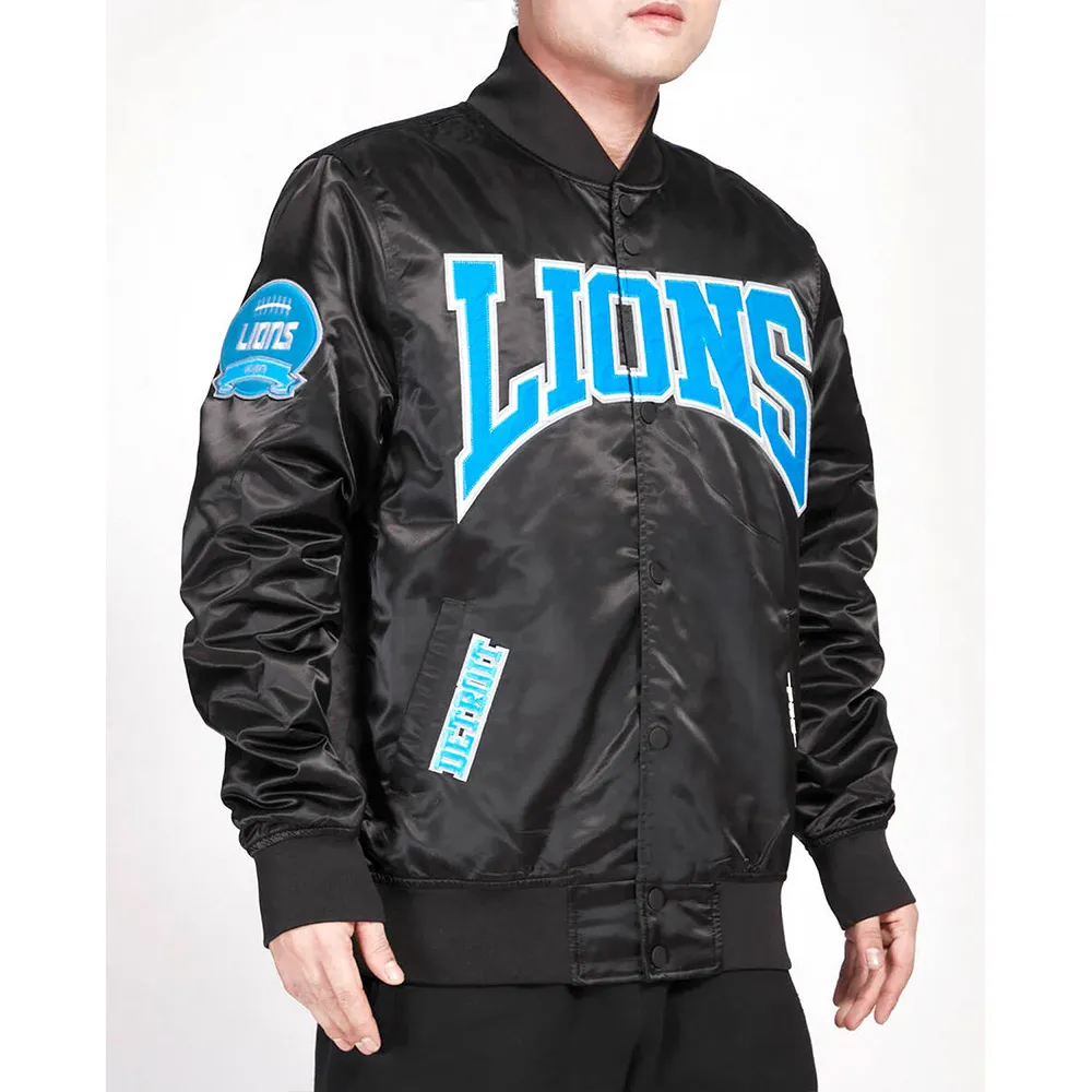 Detroit lions crest emblem satin jacket