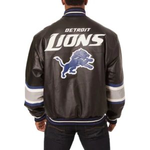 Detroit lions genuine leather varsity jacket black 1 1