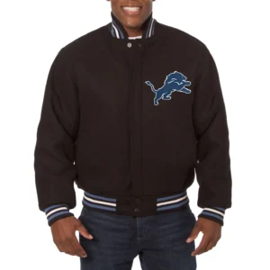 Detroit lions handmade wool jacket black 1